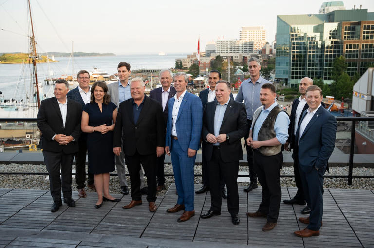 Premiers gather in Halifax with a message for Trudeau: stick to your lane – CBC NewsGN notes: Quebec Premier François Legault: “Every federal budget, we see more and more new programs in provincial jurisdictions,” “Enough is enough.”  Nova Scotia Premier Tim Houston: “refrain from unilateral actions in areas of provincial and territorial jurisdiction, particularly in health care, education and housing.” Alberta Premier Danielle Smith: “stay out of my backyard”.