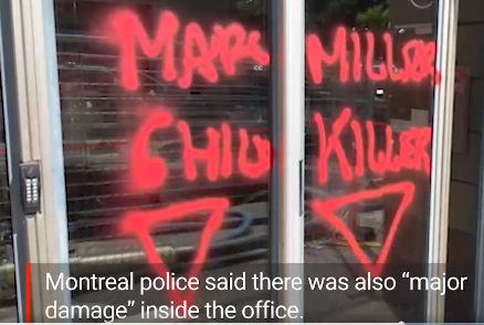 VIDEO: Immigration Minister’s constituency office in Montreal vandalized – Global NewsGN notes:  Marc Miller’s office was vandalized with graffiti stating “Marc Miller Child Killer”.  Minister of Immigration Marc Miller is a great fan of “diversity” though mass immigration. Now he’s getting a taste of his own medicine.