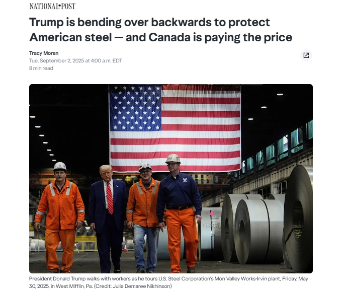 Trump is bending over backwards to protect American steel — and Canada is paying the price – National PostGN notes: Why not protect Canadian steel in the same way American protect their industries? Liberals should not only impose a tariff on American steel, but tariff steel from any other country. Same should apply to any other industry were we have a surplus.