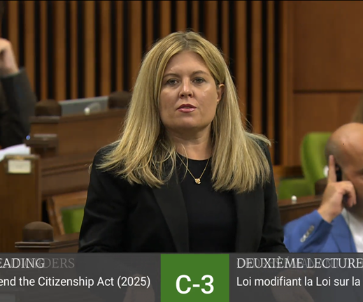 Michelle Rempel Garner during debate in the House of Commons about the amendment to the Citizenship Act on September 15th, 2025GN notes: Foreigners travel to give birth in Canada; called birth tourism scam. Now the amended Citizenship Act will give citizenship to born abroad who never came to Canada. No criminal check, no language test, just people ready to collect social benefits. Liberals are brilliant!